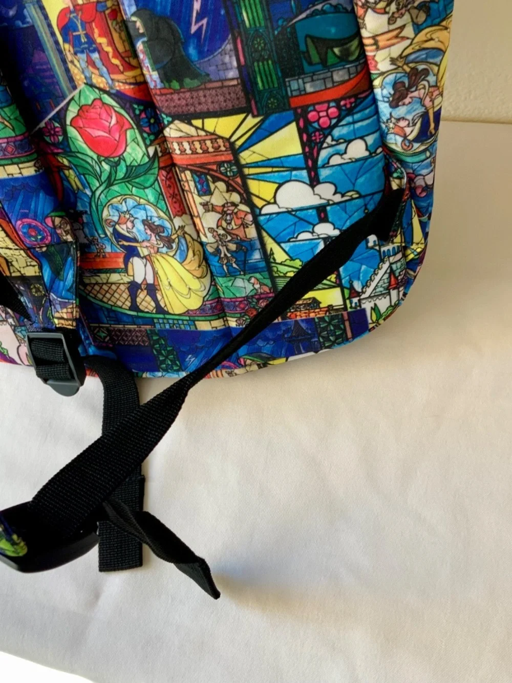 LIKE NEW! Disney Loungefly Beauty and the Beast Stained Glass Backpack